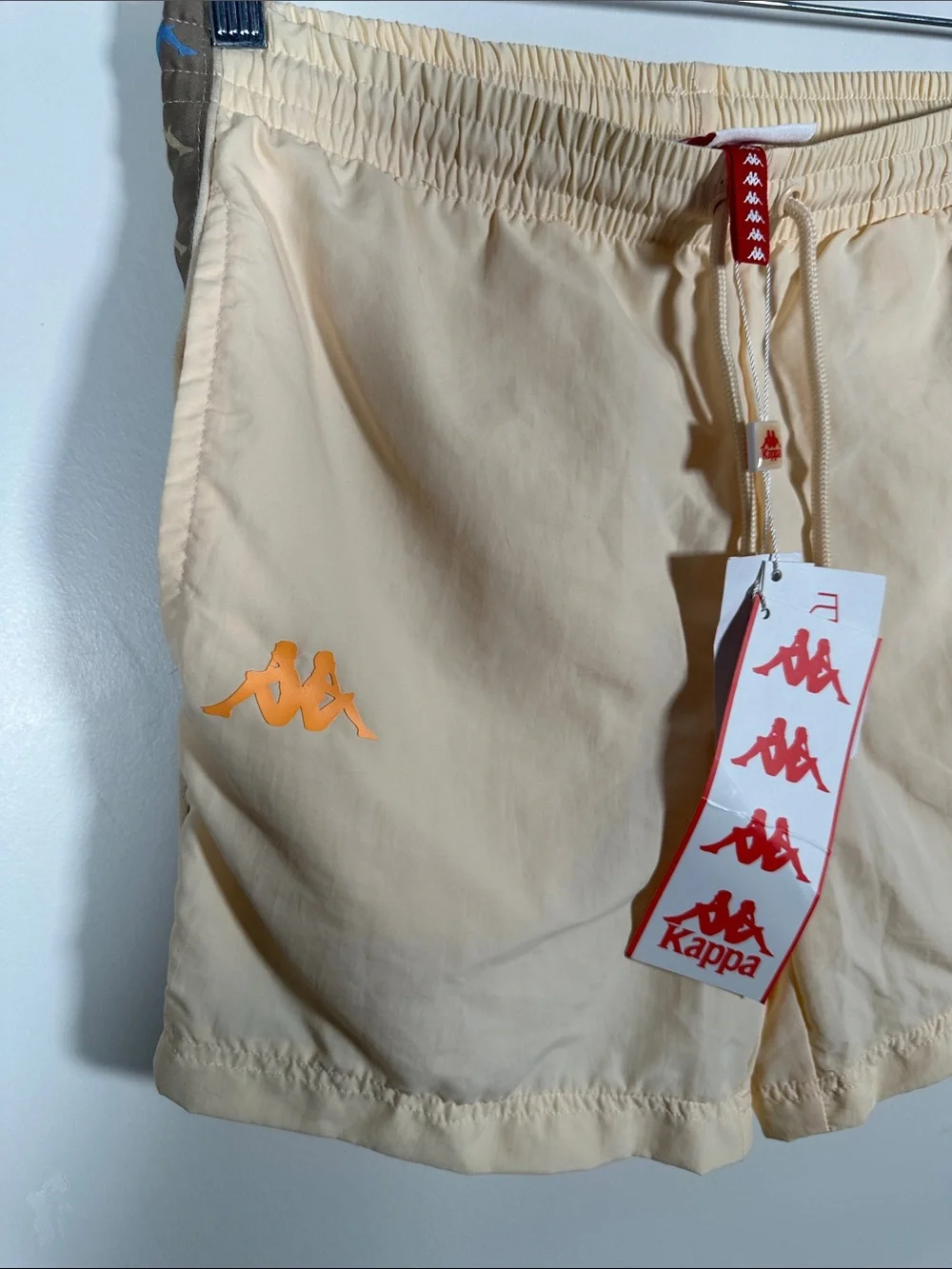 Kappa Mens Swim Shorts M Beige Logo Lightweight Drawstring Summer Beach NWT
